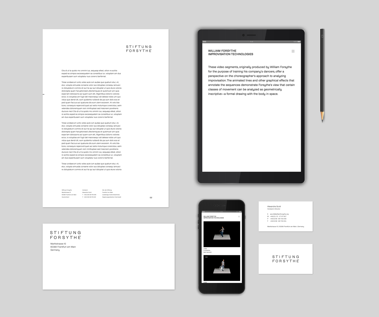 Johanna Unterberg, Geschäftsausstattung Stiftung Forsythe